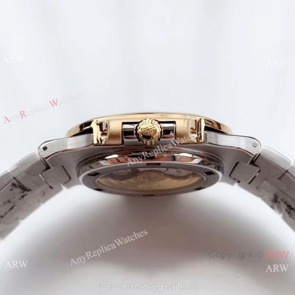 Highest Quality Copy Patek Philippe Nautilus Two Tone Black Watch Swiss Grade 1