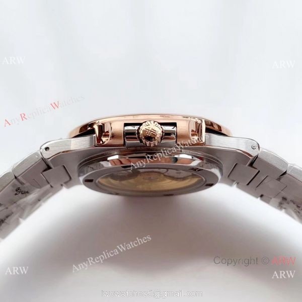 Swiss Grade One Copy Patek Philippe Nautilus watch 2-Tone Rose Gold Blue Dial