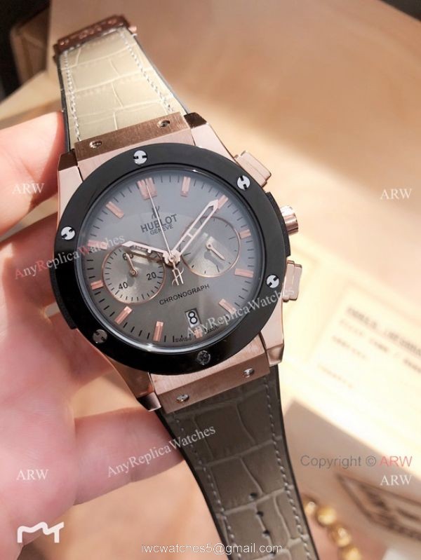 Replica Hublot Classic Fusion Chrono Watches Gray Dial Rose Gold