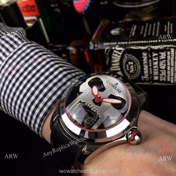 Corum Bubble Skull Tourbillon SS Blue Dial Watch Best Replica