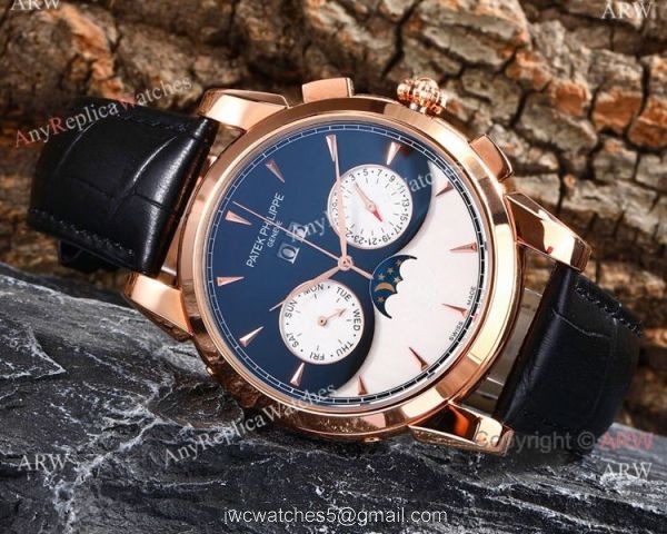 Fake Patek Philippe Geneve Grand Complications Watch Black White Dial