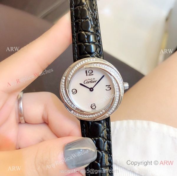 Perfect Replica Cartier Rose Gold White MOP Dial Watches For Sale