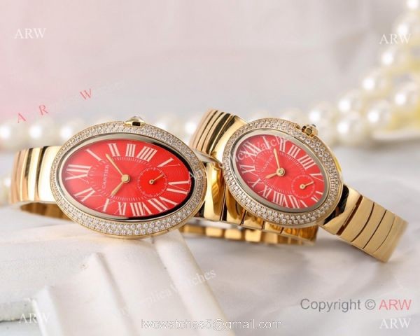 Best Quality Copy Cartier Baignoire Lovers Watch Rose Gold Black Dial