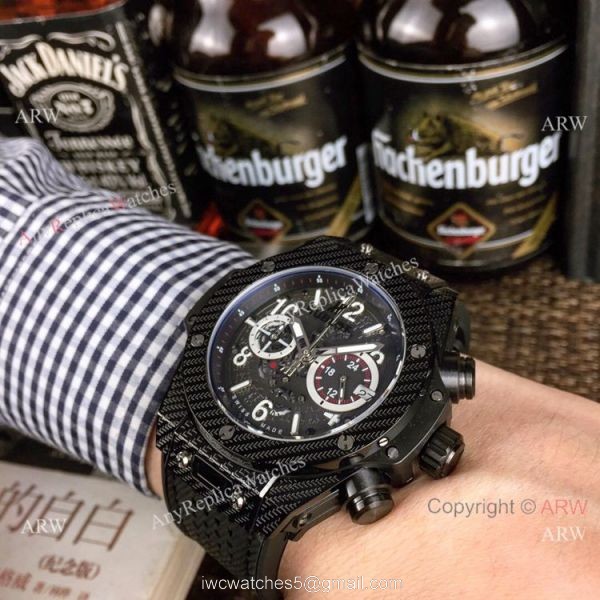 Hublot Big Bang Unico King Replica Watch Black Case Brown Gummy Band