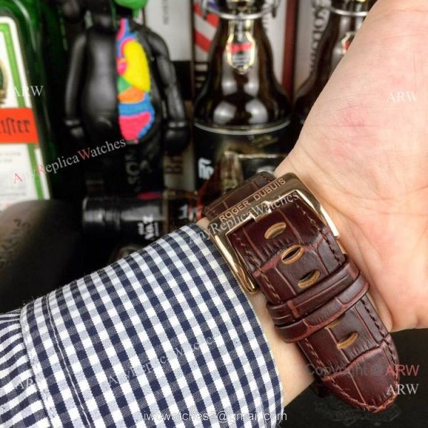 Roger Dubuis Excalibur 46 Skeleton Replica Watch Rose Gold White Dial