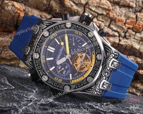 Best Copy Audemars Piguet Royal Oak Offshore Tourbillon Tattoo Watches Orange Rubber Strap