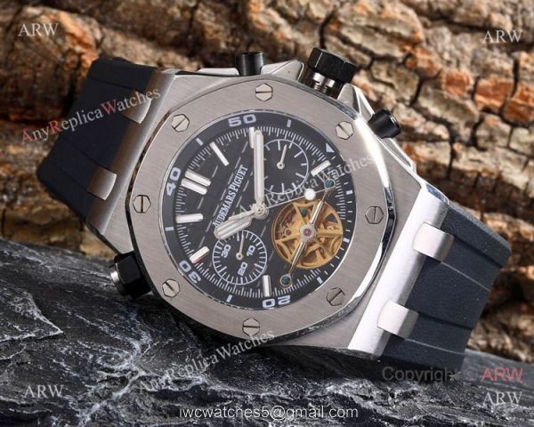 Audemars Piguet Royal Oak Offshore 42mm Watch SS Tourbillon Yellow Face
