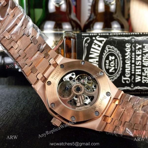 Copy Audemars Piguet Royal Oak Skeleton Rose Gold Watch 44mm