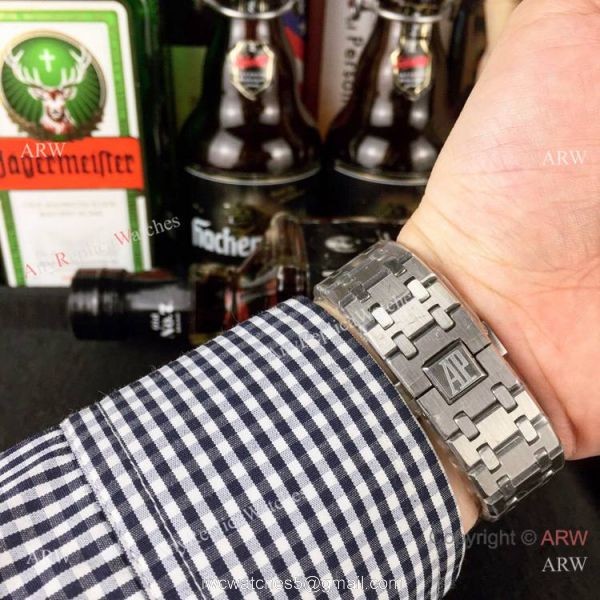 Audemars Piguet Royal Oak Stainless Steel Black Dial Fake AP Skeleton Watch