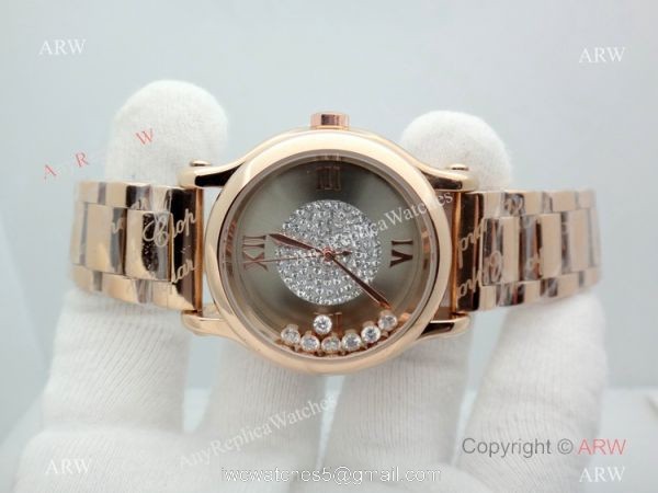 High Quality Chopard Happy Sport Quartz Watch Rose Gold Gray Dial