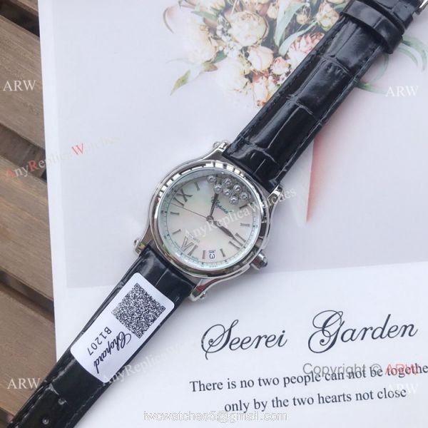 Replica Chopard Happy Sport 36mm Watches 2-Tone Rose Gold White Dial