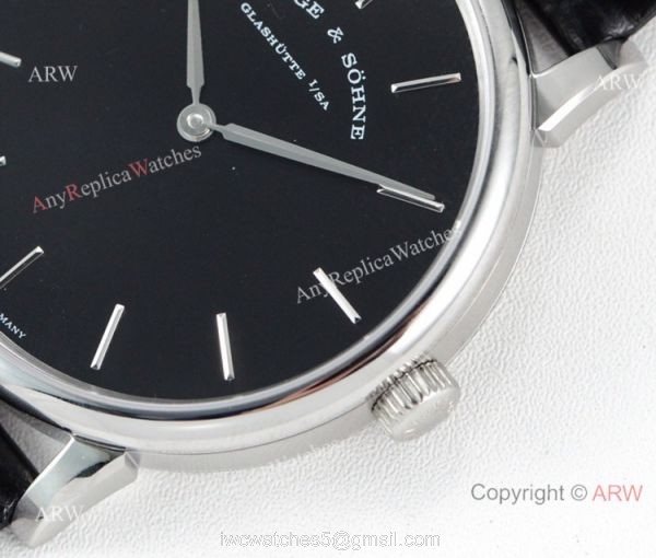 Swiss Grade A.Lange Sohne Saxonia Thin 2892 SS Black Dial Watch Super clone