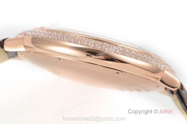 (CR) Swiss Grade 1 Ballon Bleu De Cartier Copy Watch Brown Leather Strap