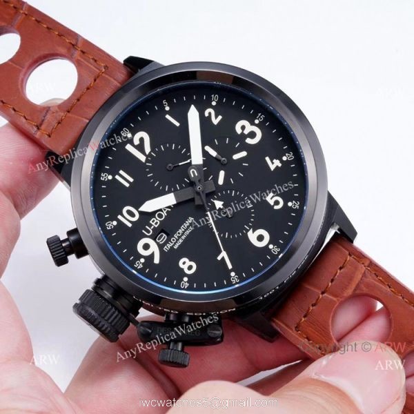 High Quality U Boat U-7750-55 Flightdeck Watch Black Case Yellow Markers