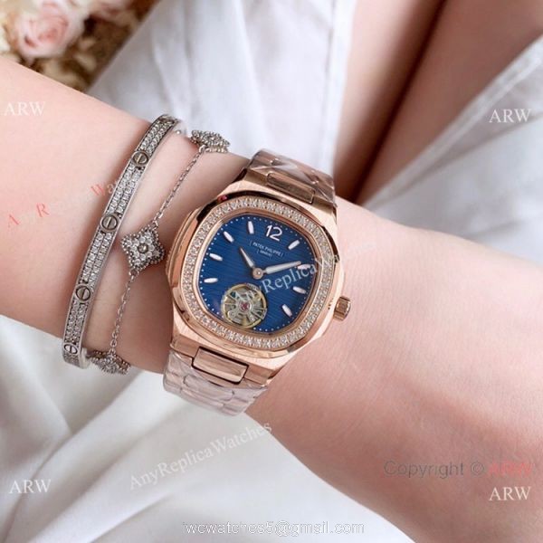 Patek Philippe Nautilus Womens Rose Gold Tourbillon Knock off Watches China