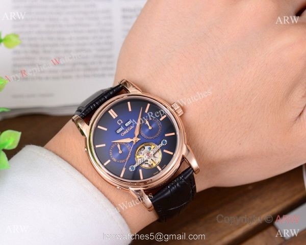 Buy Replica Omega Grand Complications Watches SS Brown Leather Strap
