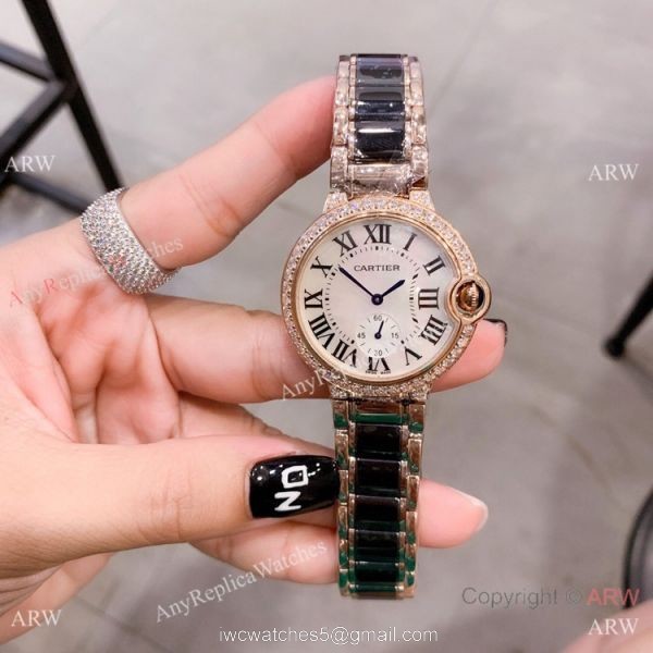 Cartier Ballon Bleu de 36mm Quartz Watch Black Ceramic Silver