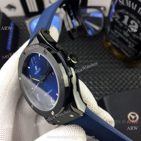 Hublot Classic Fusion Silver Dial Black Rubber Strap Replica ARW Watches