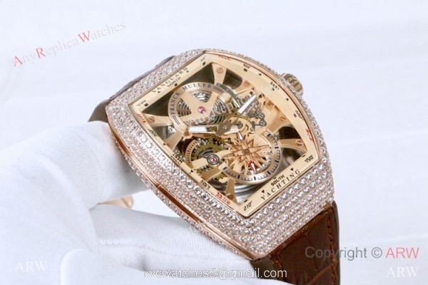 Clone Franck Muller Vanguard Yachting Anchor Skeleton Diamond Watch ARW Watches