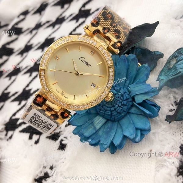 Replica Cartier Pasha de 35mm Lady watch Leopard Strap