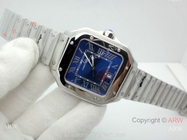 Japan Grade New Cartier Watches Santos De Blue Dial 39mm or 35mm