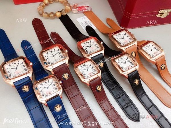 Clone Cartier Santos de Rose Gold Quartz Watch Japan Grade