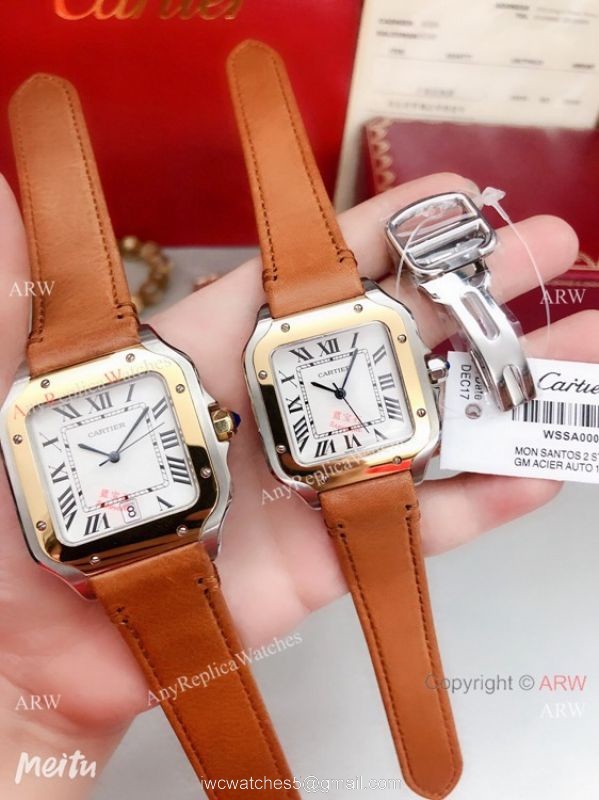2019 Replica Cartier Santos de Lovers Watch Blue Leather Strap