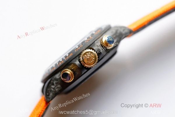 1:1 Best Edition Rolex Daytona Carbon Fiber Orange Rubber Strap Watch 7750 Movement