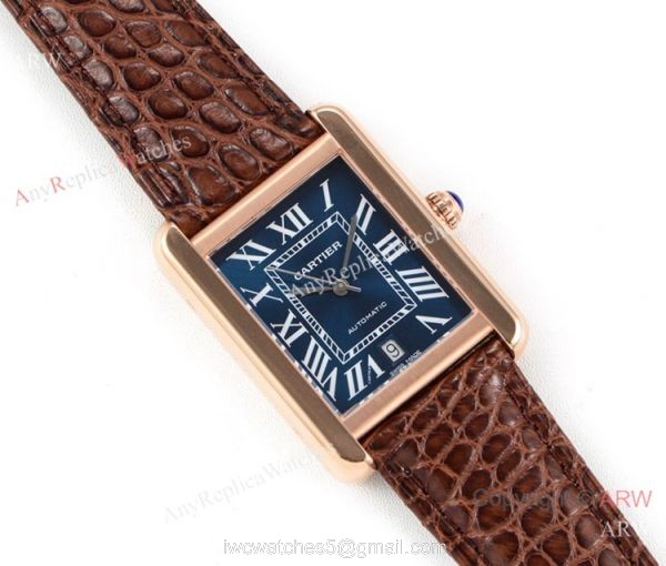 (ER) Cartier Tank Solo W5200027 Rose Gold Black Face Watch Swiss Grade 1