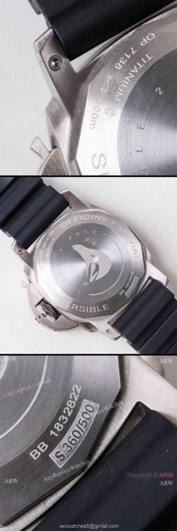 (VS) Swiss Copy Panerai Luminor Submersible 1950 3 Days GMT Titanium Watch