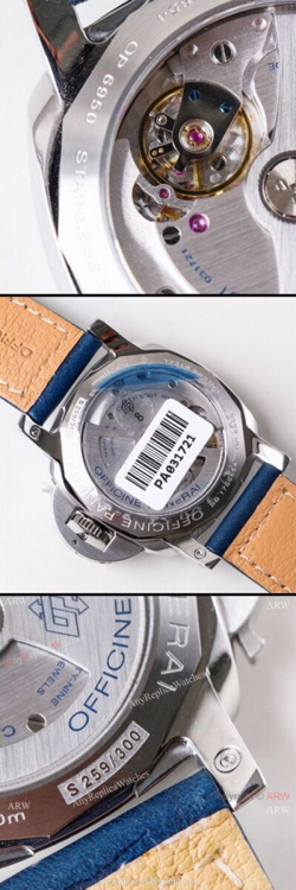 (VS) Copy Panerai Luminor 1950 GMT Blue Dial PAM 688 Watch Swiss Panerai Bracelet