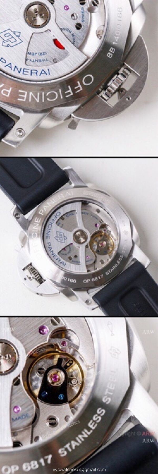 (VS) Super Clone Panerai Luminor 1950 GMT 44mm Watch Black Dial Rubber Strap