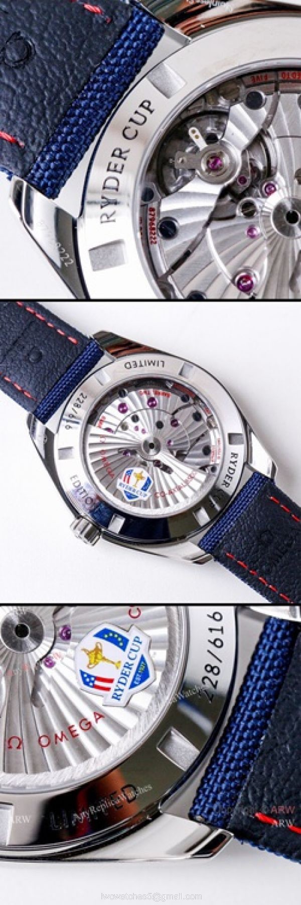 (VS)Swiss Copy OMEGA Seamaster Aqua Terra RYDER CUP Watch Blue Leather Strap