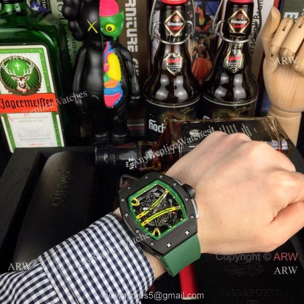 Wholesale Richard Mille Knock off RM 61-01 Yohan Blake Watch Green Rubber Band