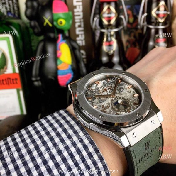 New Copy Hublot Classic Fusion Perpetual Calendar Men Watch SS Brown Dial