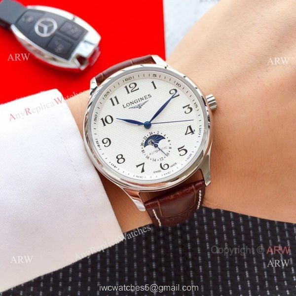 2019 Replica Longines Master Moon phase 40mm Watch Brown Leather Strap
