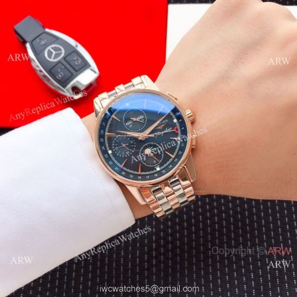 New Style Longines Perpetual Calendar Men Watches Stainless Steel White Dial