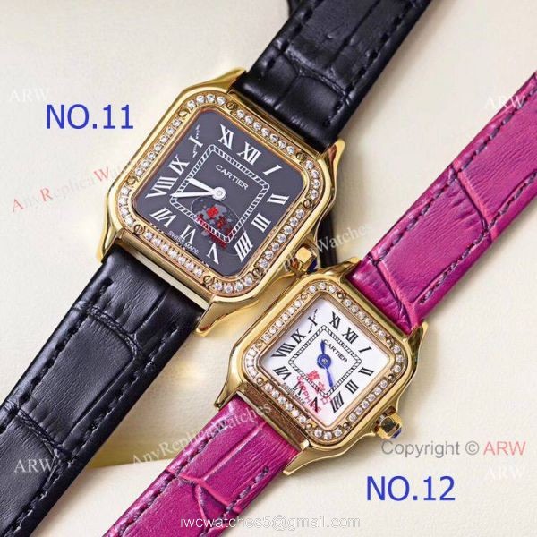 Copy Cartier Panthere de 2-Tone Black Face Quartz Watch 27mm 22mm