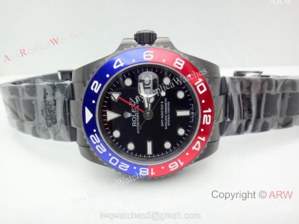 All Black Rolex Replica GMT-MASTER II Watch Pepsi Ceramic Bezel