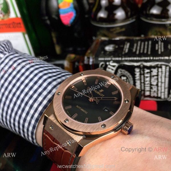 AAA Copy Hublot Classic Fusion 43mm Rose Gold Grey Face Watches