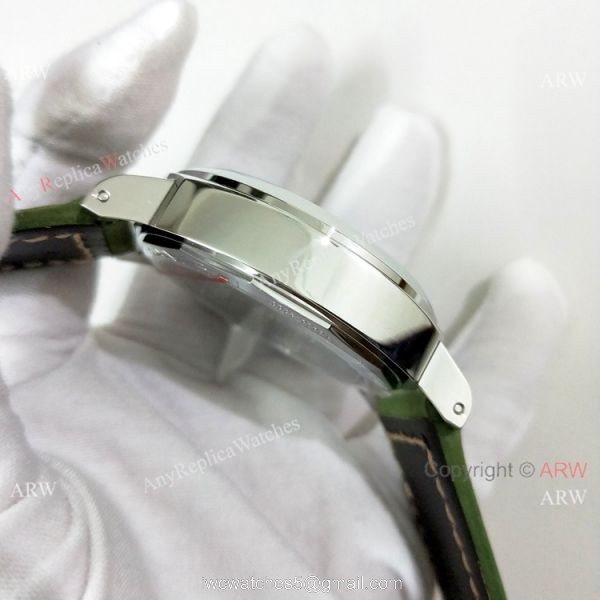 Luminor Marina Panerai Pam111 Copy Watch Green Face Leather Strap