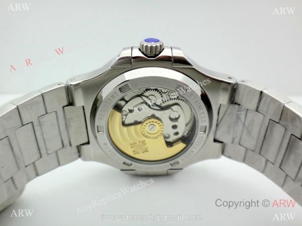 Swiss AAA Grade Patek Philippe Nautilus power reserve Watch SS Blue Face
