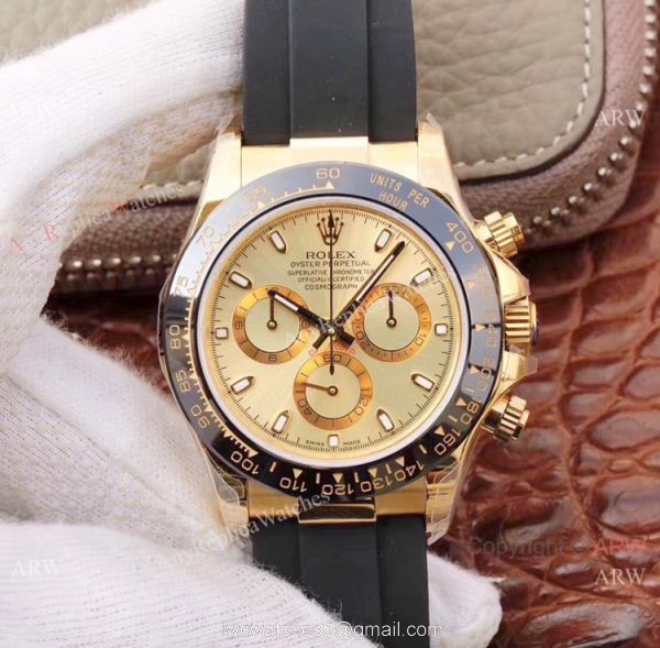 Swiss 4130 JH Factory Rolex Daytona Rubber Band Gray Dial Watch 40mm
