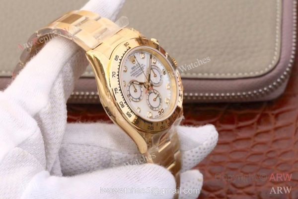 1:1 Best Copy Rolex Daytona Yellow Gold Diamond Marker 4130 JH Factory Watch