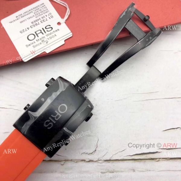 Swiss Grade Fake Oris Aquis Watch Orange Rubber Band