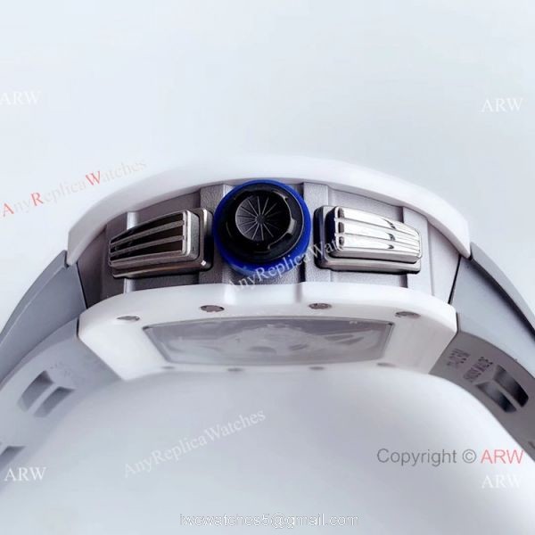KV Factory Swiss Copy Richard Mille RM 011-FM Polo Club Saint Tropez Watch White Ceramic Gray Skeleton Dial