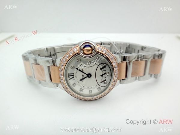 Knock off Ballon Bleu de Cartier 2-Tone Rose Gold 28mm Lady Watch