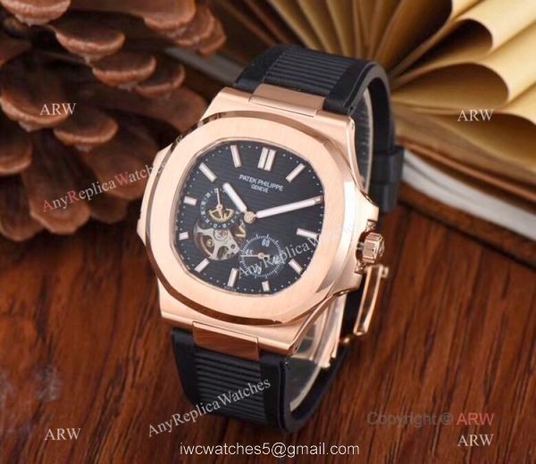 Copy Patek Philippe Nautilus Flying Tourbillon 42mm Watch White Rubber Band