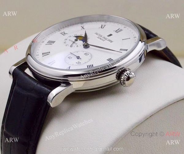 2019 Replica Patek Philippe Moon Phase SS Black Dial Watch