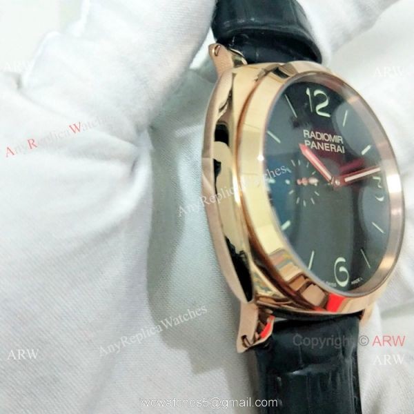 Fake Panerai Radiomir Rose Gold Black Dial 45mm Watch PAM00575